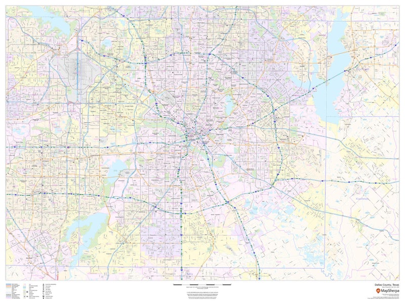 Dallas County, Texas - 48" x 36" Laminated Wall Map